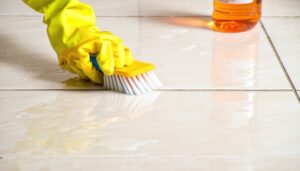cleaning grout on tiles