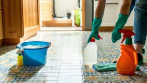 cleaning linoleum floor surfaces