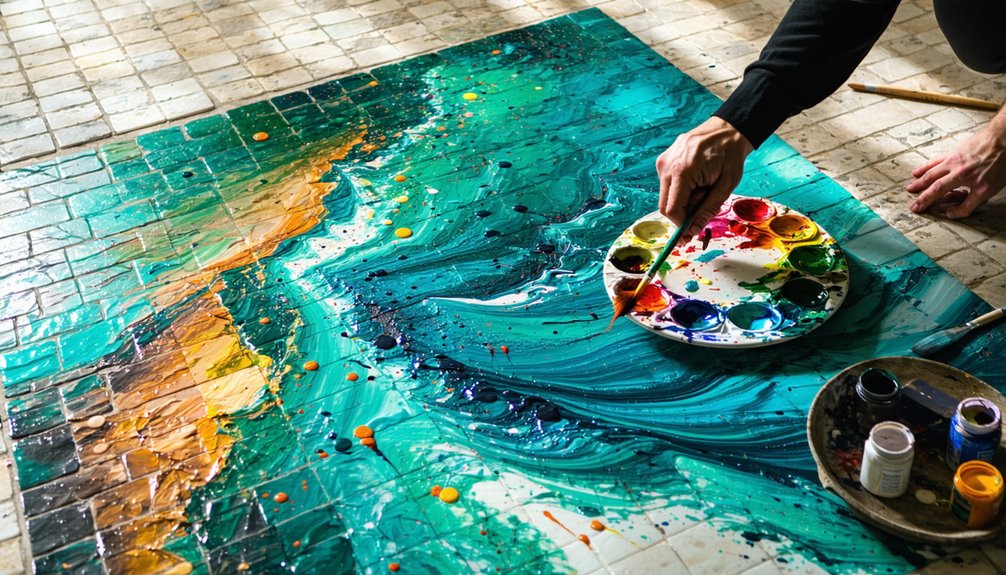 painting ceramic floor tile